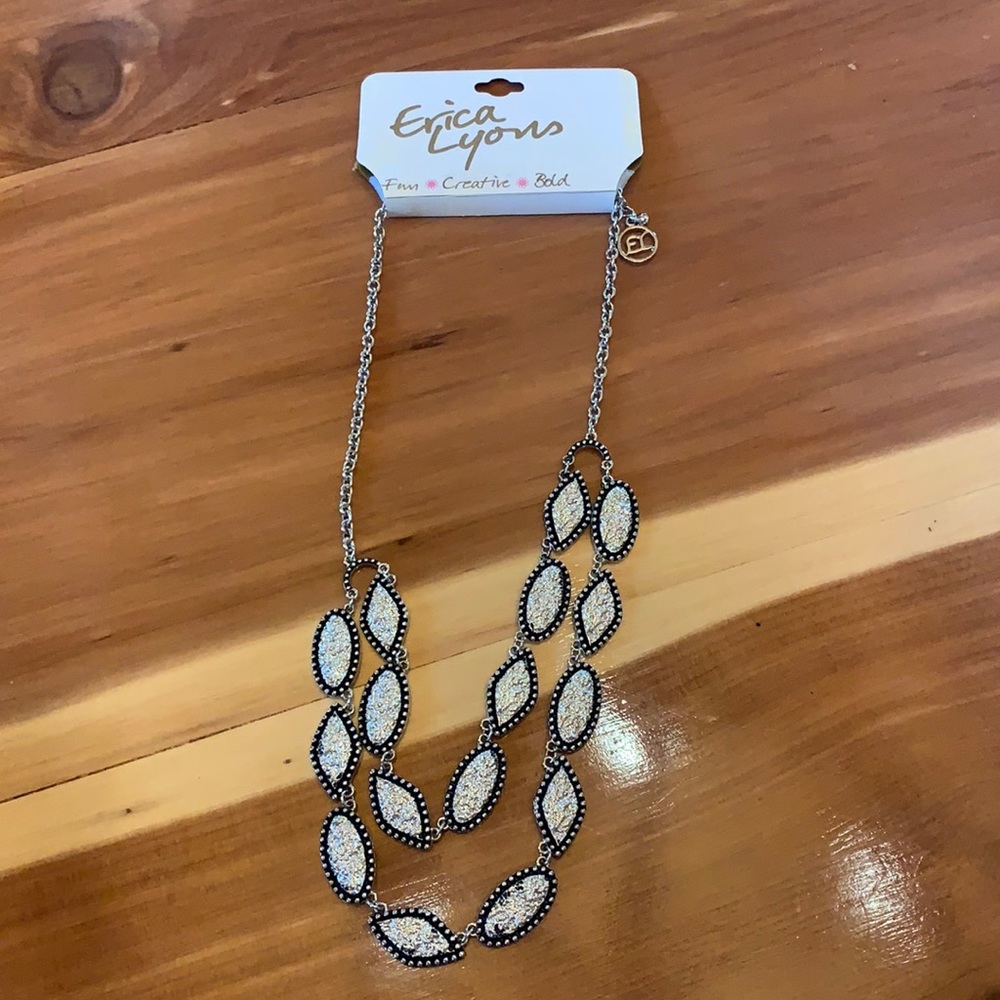 Silver and black necklace